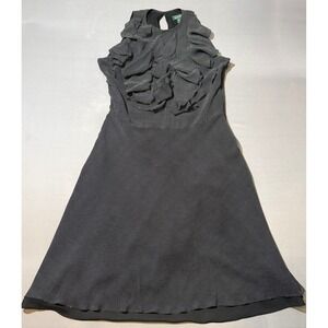 Lauren Ralph Lauren Black Ruffle-Front Sleeveless Midi Dress